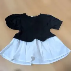 半袖フリル付きトップス 100cm 黒/白