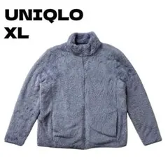 【美品】ユニクロ ファーリーフリースフルジップジャケット XL ブルー 秋冬