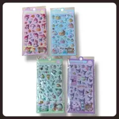 【新品】キャラクターシール ぷっくりシール 立体 平成 シール集め4枚セット