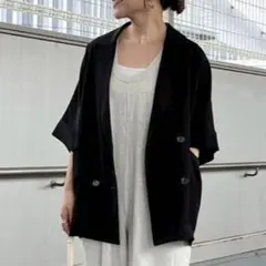 CIAOPANIC TYPY テックリネン半袖シャツジャケット　ブラックのサムネイル