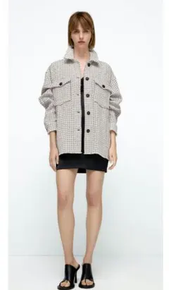 新作人気完売テクスチャーツィードジャケット⭐ZARA⭐チェック柄