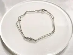 4℃ ヨンドシー ■ダブル ブレスレット 石付き ■クリア系 × 銀製 シルバー
