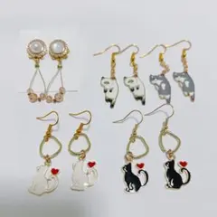 猫モチーフ ピアス5点セット(No.2)
