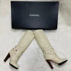 最終値下げ　CHANEL ベージュ レザー ロングブーツ 36 2025年最新】CHANEL カラー：ベージュ系 ロングブーツの人気