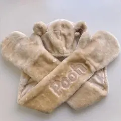 ディズニーランド　プーさん　フード付きマフラー　ファンキャップ