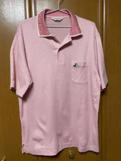 Black&White 総柄ポロシャツ ピンク系 メンズL相当