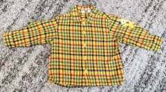 ミキハウス チェックシャツ ネルシャツ　80cm イエロー