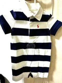 Ralph Lauren ポロシャツ 6M ネイビー/ホワイトストライプ