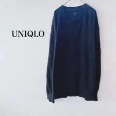 ユニクロ 長袖ロンT Tシャツ 黒 ブラック 綿 カジュアル シンプル 無地