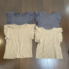 フリル付きコットンTシャツ4枚セット　姉妹お揃いセット　120.110