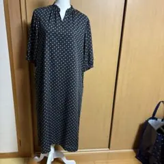 J.PRESS ドット柄 七分袖シャツワンピース　サイズ１１号