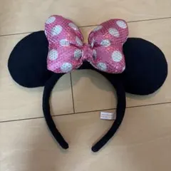 ディズニー ミニー スパンコール カチューシャ ピンクリボン