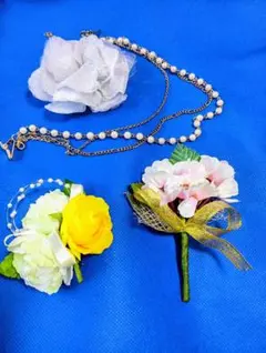 コサージュとパールチェーンセット