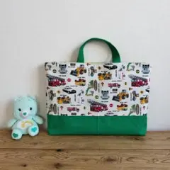 ハンドメイド☆レッスンバッグお気に入りシリーズはたらく車たち 帆布
