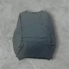 BURBERRYバーバーリーブラックレーベルVネック長袖カットソー刺繍ロゴロンT