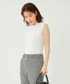 グリーンレーベルリラクシング ハイツイストリブノースリーブ プルオーバー ニット