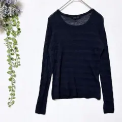 A2014バジーレベントット✤長袖薄手ニット S相当 ブラック ウール100％