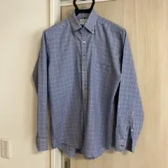 ORIHICA スリムフィット 長袖シャツ 青白チェック