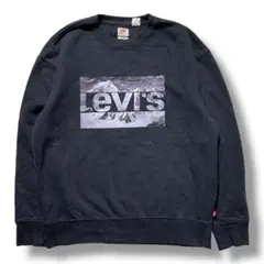F1466　【即購入OK】Levi's　雪山グラフィックトレーナー　S　ブラック
