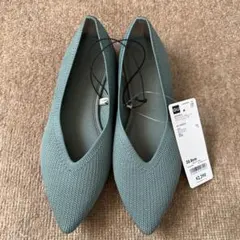 GU ウォッシャブルニットフラットシューズ 23.0cm グリーン