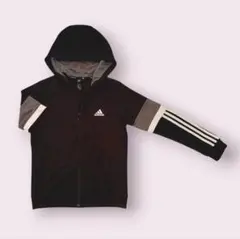 adidas フード付きジャージ 黒 3本ライン