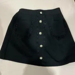 黒ミニスカート レース装飾 パールボタン　地雷　量産