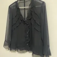 フリル黒シースルーブラウス②