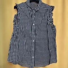 ギンガムチェック ノースリーブシャツ　ガーリー　美品　L