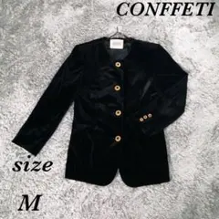 CONFFETI (M) ノーカラージャケット 日本製 ベルベット 肩パッド付