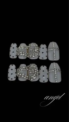 ネイルチップ y2k ドット ギャル ウィッシュコア クロム 十字架