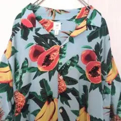 トロピカルフルーツ　アロハシャツ　レーヨン　H&M　柔らか素材　カラフルのサムネイル