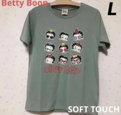 Betty Boop レディースTシャツ　Lサイズ　くすみグリーン　ソフトタッチのサムネイル