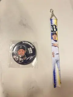 オリックスバファローズ　山岡泰輔　バッジ　フォトボンフィンストラップ セット