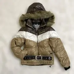 00s y2k ファー　短丈　中綿ダウン　バイカラー　サーフ系　平成ギャル