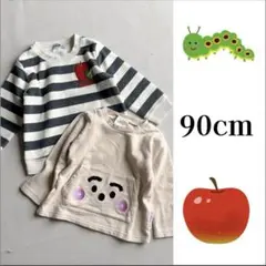 2枚　まとめ　長袖　裏起毛　カットソー　90cm はらぺこあおむし　トレーナー