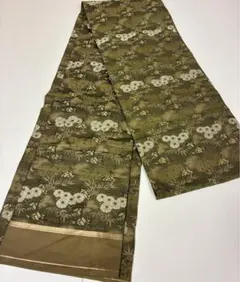 アンティーク　丸帯　花や笹の葉模様　レトロ　リメイク