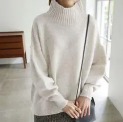 美品 スローブイエナ richess ハイネックプルオーバー ニット ハイネック