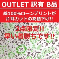 ⛔３点限定⛔＜３ｍ＞訳有⛔Ｂ品⛔アウトレット⛔綿ローンプリント＊runpo＊３