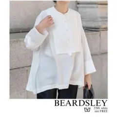 美品】定価2.7万✴︎BEARDSLEY パールボタンリネン前後ブラウス 黒 