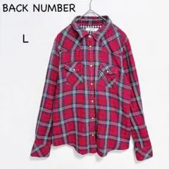 バックナンバー チェックシャツ L 長袖 レッド ネイビー 綿100%