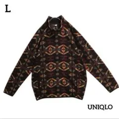 UNIQLOユニクロフリース総柄マルチカラーネイティブ柄Lサイズオシャレ古着