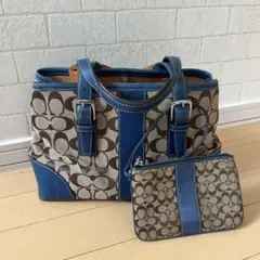 Coach レザー ハンドバッグ シグネチャーキャンバス
