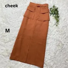 【美品】cheek タイトスカート ロング　ポケット付き　オレンジ　Mのサムネイル