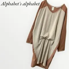 【ゆったりサイズ】　チュニックカットソー バイカラー 体型カバー Fサイズ