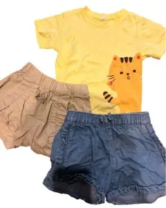 猫プリントTシャツとハーフパンツセット