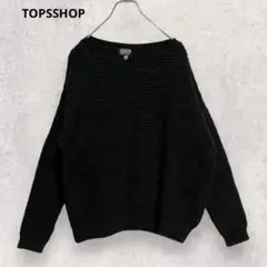 トップショップ ニット セーター ブラック L相当 ワッフル編み シンプル