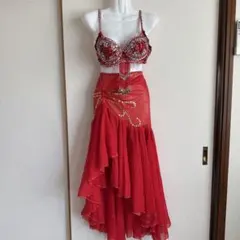 レッド ベリーダンス 衣装　セットアップ