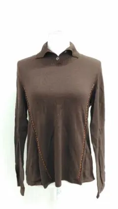 〇2966 LOBJIE ニット レディース M ポロニット 長袖 ステッチ