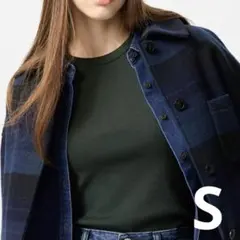 UNIQLO　ソフトリブクルーネックt ダークグリーン S