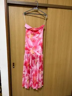 フラダンス用ピンク花柄ドレス